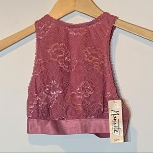 NWT Nanette Lenore Dusty Rose Lace‎ Overlay Racerback Bralette